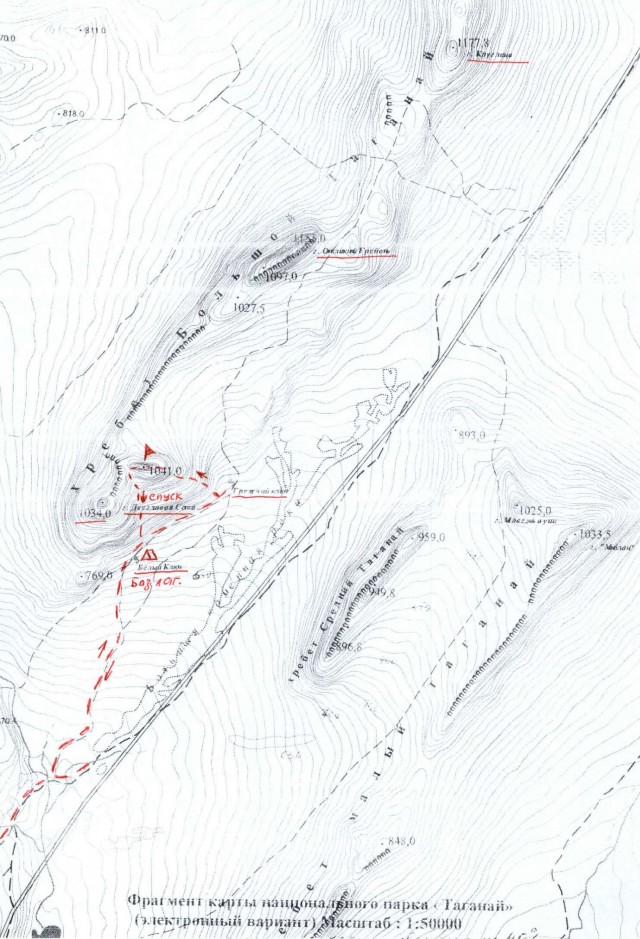 Маршрут на карте Таганая